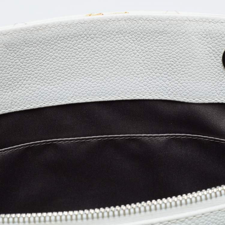 Pre Owned Chanel White Quilted Caviar Leather Grand Shopping Tote