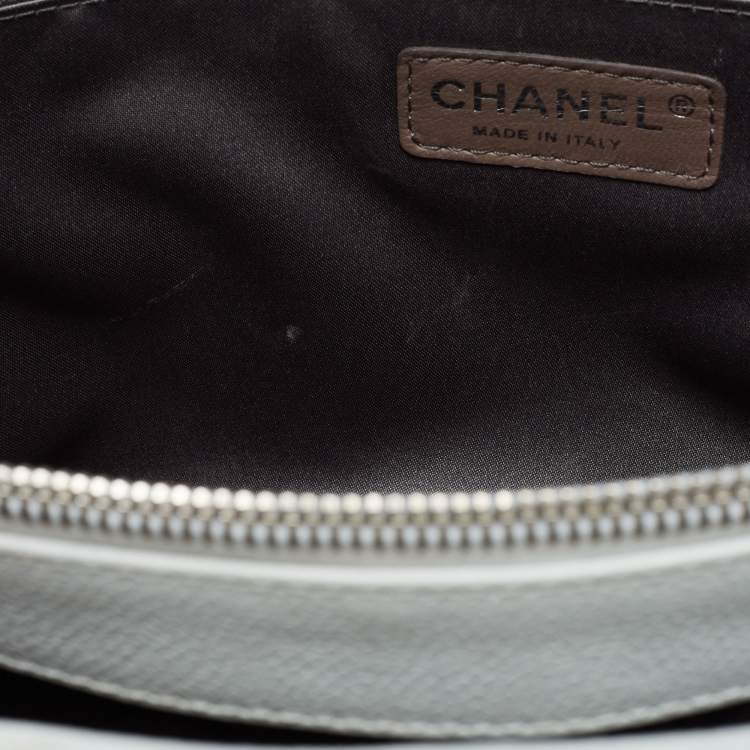 Pre Owned Chanel White Quilted Caviar Leather Grand Shopping Tote