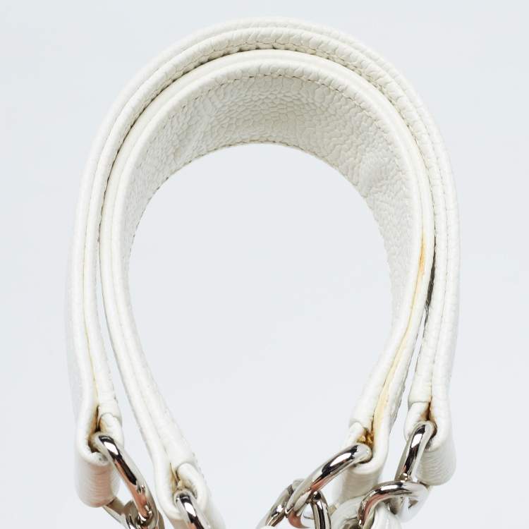 Pre Owned Chanel White Quilted Caviar Leather Grand Shopping Tote