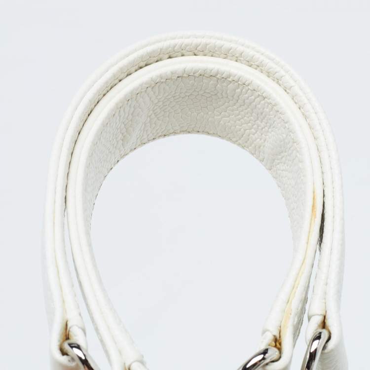 Pre Owned Chanel White Quilted Caviar Leather Grand Shopping Tote