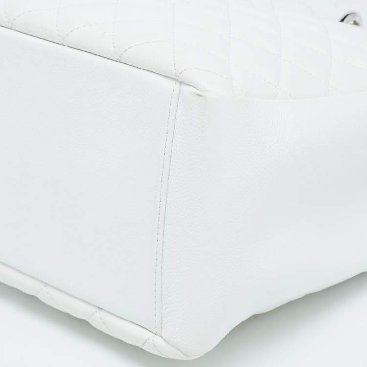 Pre Owned Chanel White Quilted Caviar Leather Grand Shopping Tote