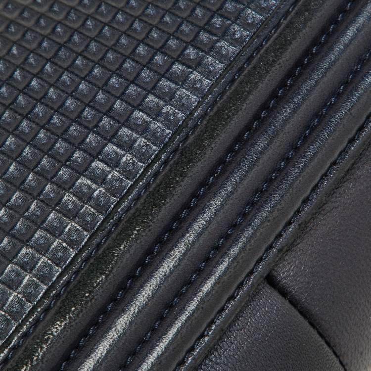 Pre Owned Chanel Dark Blue/Red Cube Embossed Leather Medium Boy Flap Bag