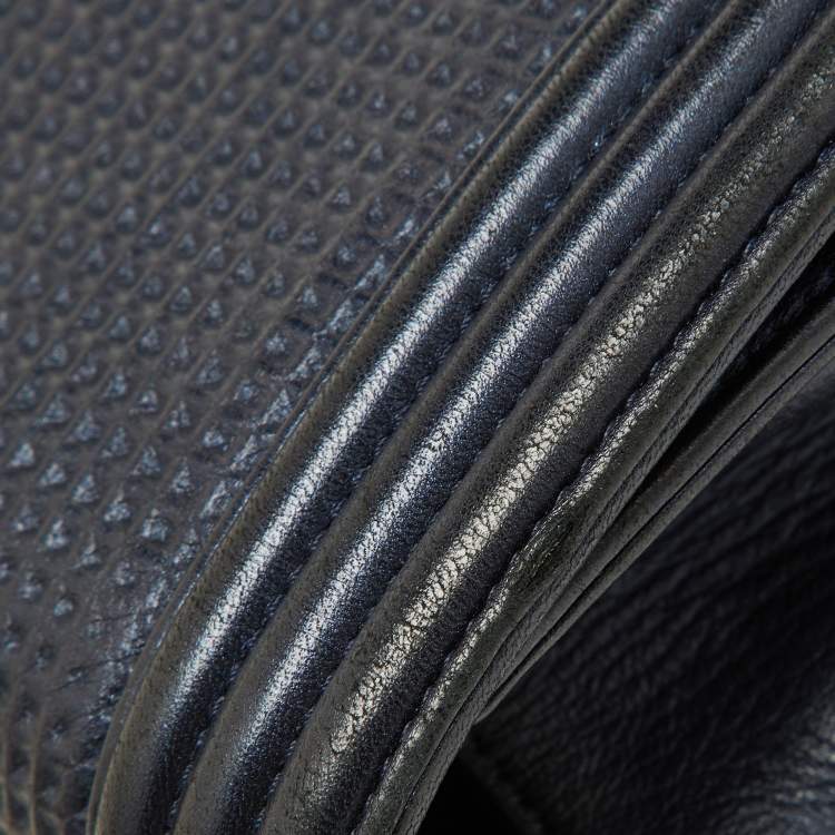 Pre Owned Chanel Dark Blue/Red Cube Embossed Leather Medium Boy Flap Bag