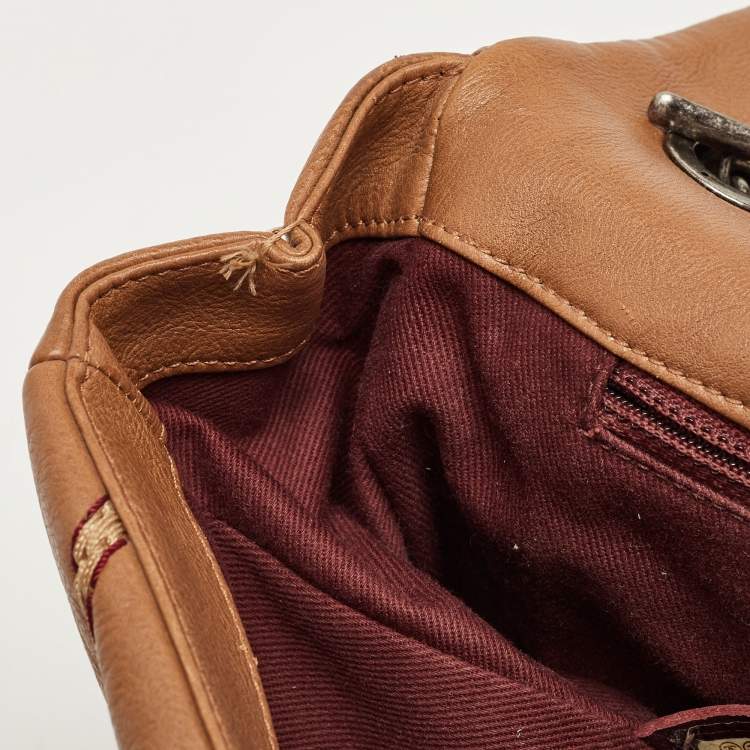 Pre Owned Chanel Brown Chevron Stitched Leather Classic Top Handle Bag