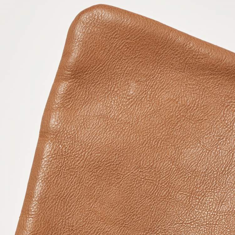 Pre Owned Chanel Brown Chevron Stitched Leather Classic Top Handle Bag