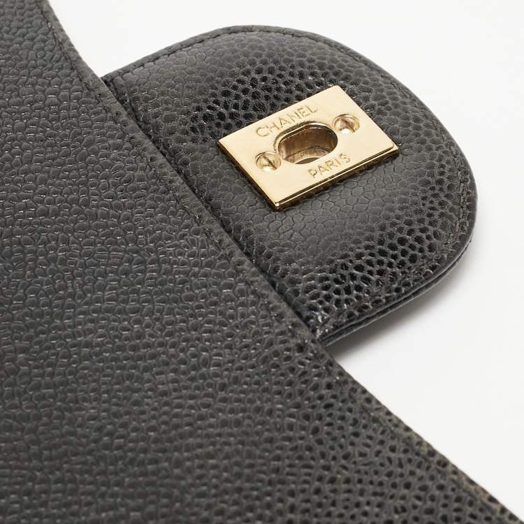 Pre Owned Chanel Black Quilted Caviar Leather Maxi Classic Single Flap Bag