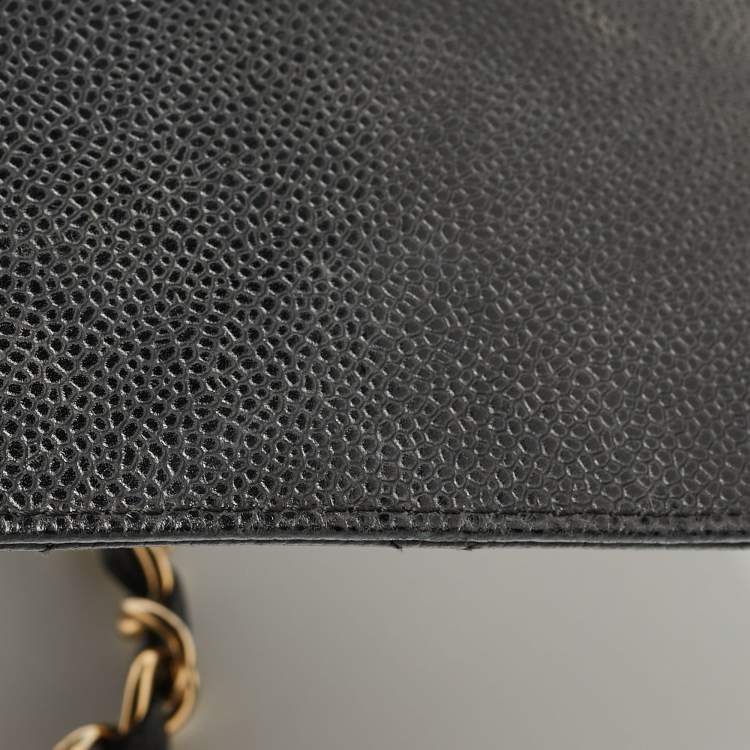 Pre Owned Chanel Black Quilted Caviar Leather Maxi Classic Single Flap Bag