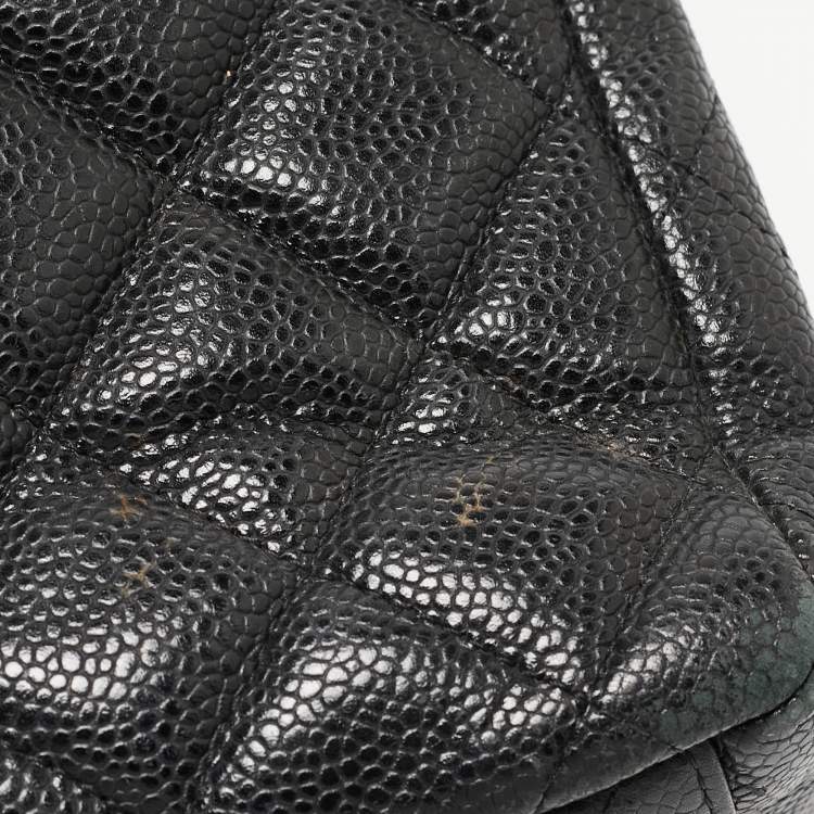Pre Owned Chanel Black Quilted Caviar Leather Maxi Classic Single Flap Bag