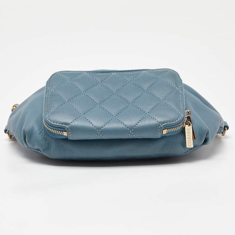 Pre Owned Chanel Blue Caviar Leather Business Affinity Waist Bag