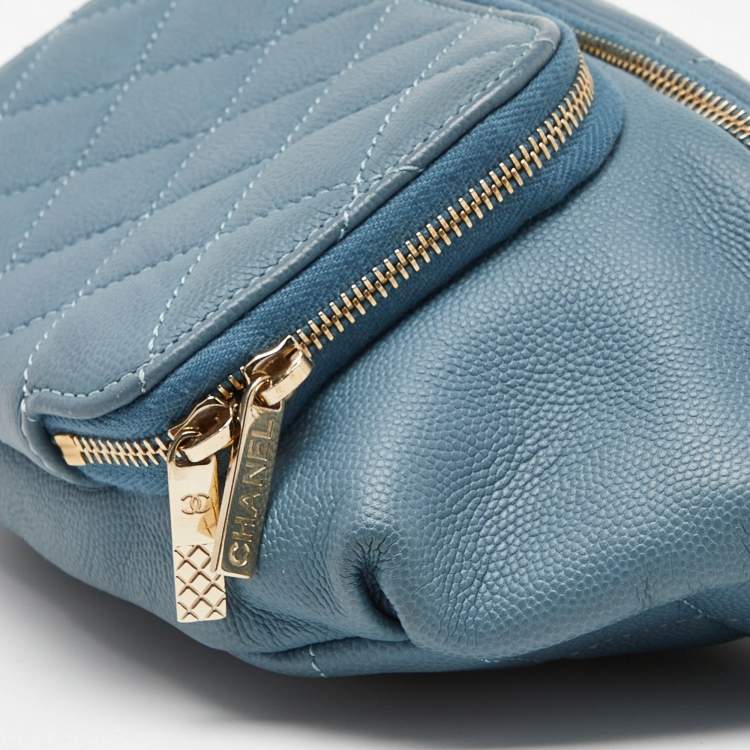 Pre Owned Chanel Blue Caviar Leather Business Affinity Waist Bag