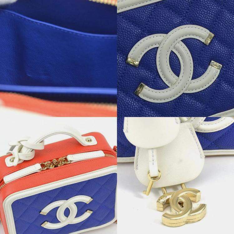 Pre Owned Chanel Multicolor Leather CC Filigree Vanity Case