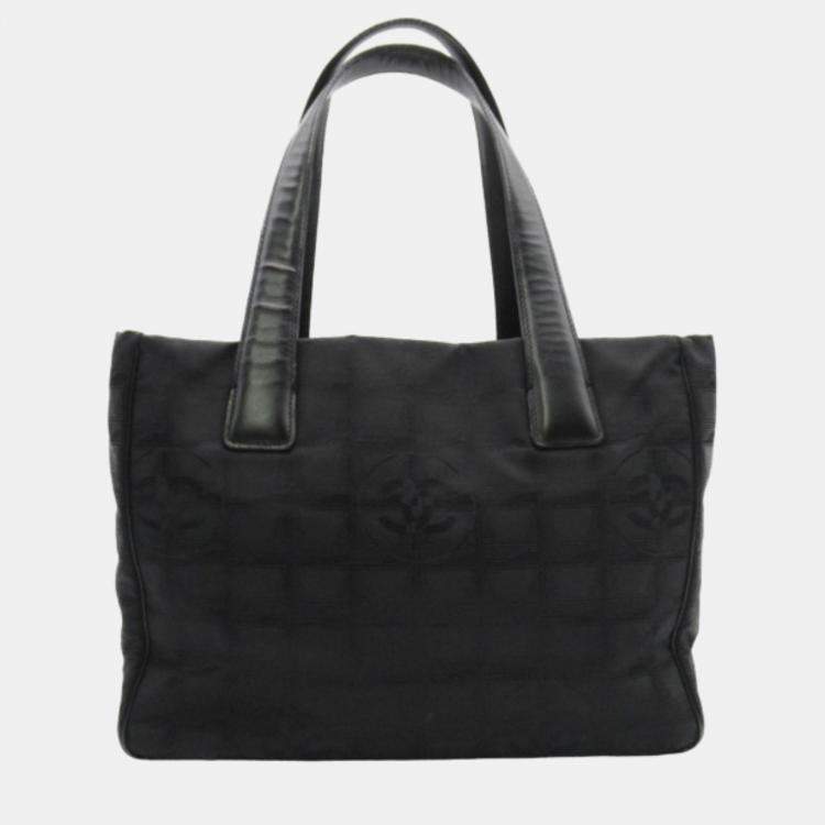 Pre Owned Chanel Black Canvas New Travel Line Tote PM Bag