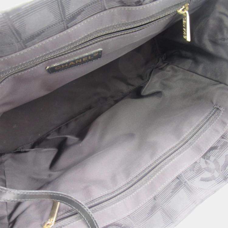 Pre Owned Chanel Black Canvas New Travel Line Tote PM Bag