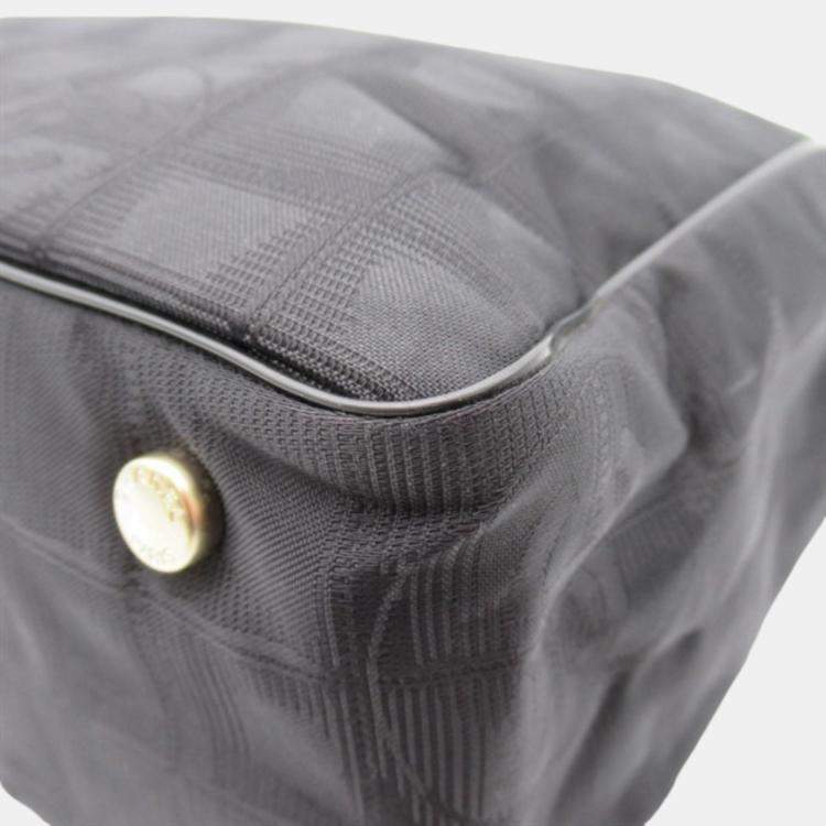 Pre Owned Chanel Black Canvas New Travel Line Tote PM Bag