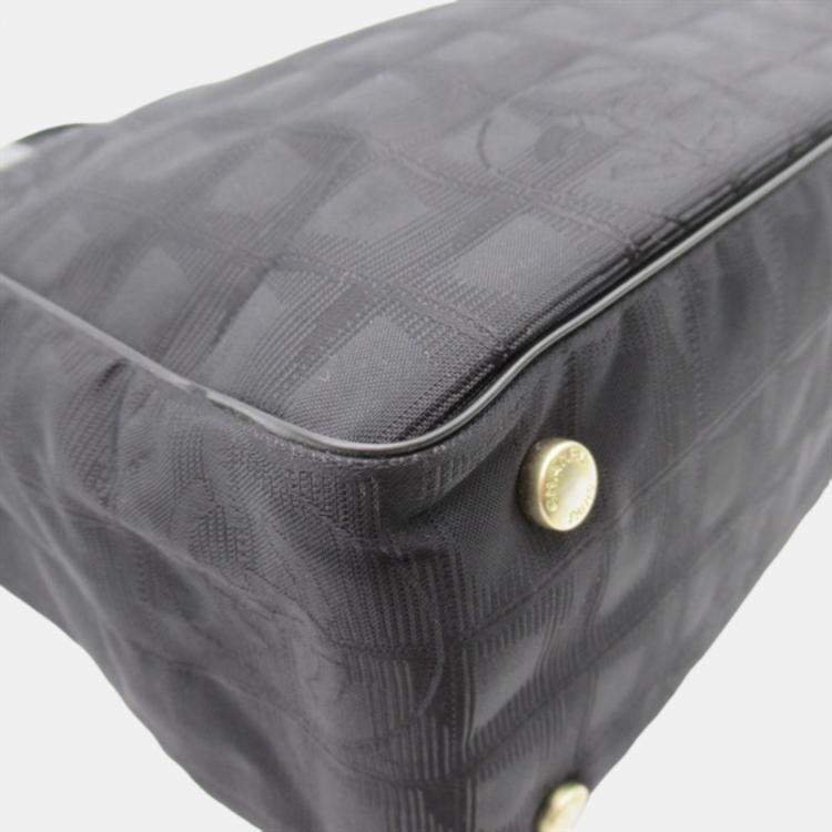 Pre Owned Chanel Black Canvas New Travel Line Tote PM Bag