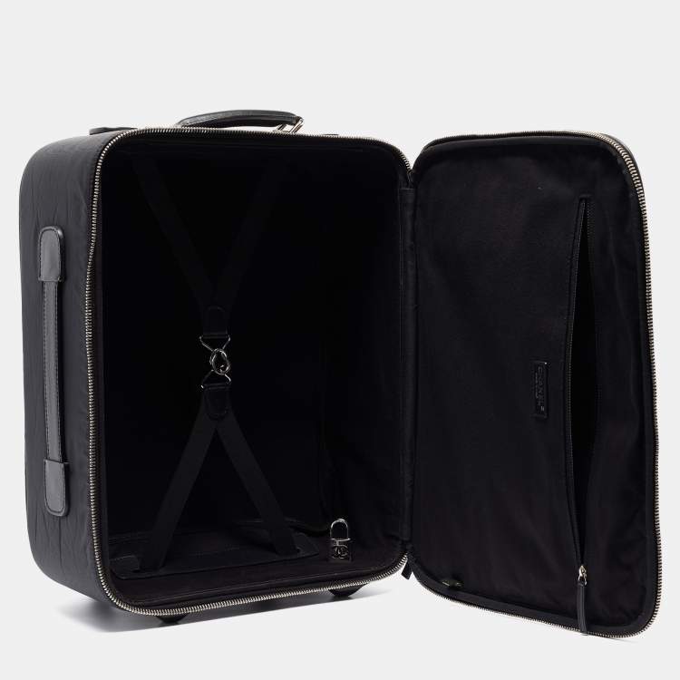 Pre Owned Chanel Black Quilted Nylon 2 Wheeled CC Luggage