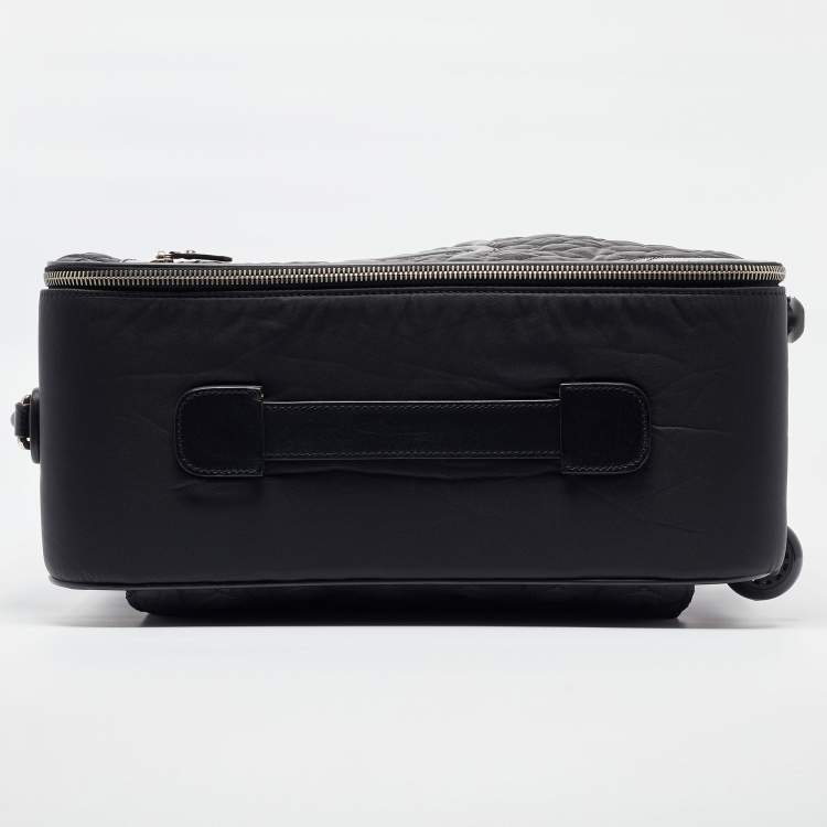 Pre Owned Chanel Black Quilted Nylon 2 Wheeled CC Luggage