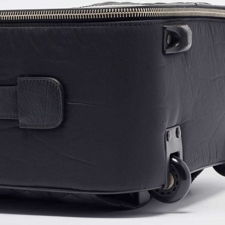 Pre Owned Chanel Black Quilted Nylon 2 Wheeled CC Luggage