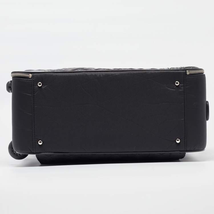 Pre Owned Chanel Black Quilted Nylon 2 Wheeled CC Luggage