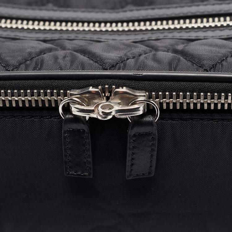 Pre Owned Chanel Black Quilted Nylon 2 Wheeled CC Luggage