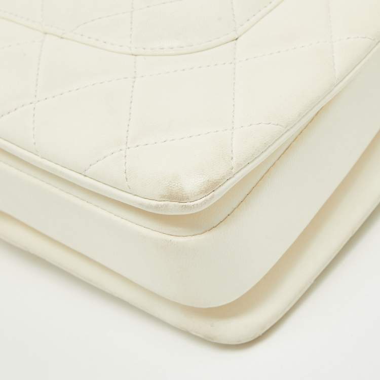 Pre Owned Chanel Off White Quilted Leather Small Trendy CC Flap Bag