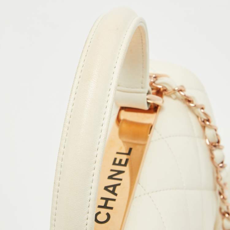 Pre Owned Chanel Off White Quilted Leather Small Trendy CC Flap Bag