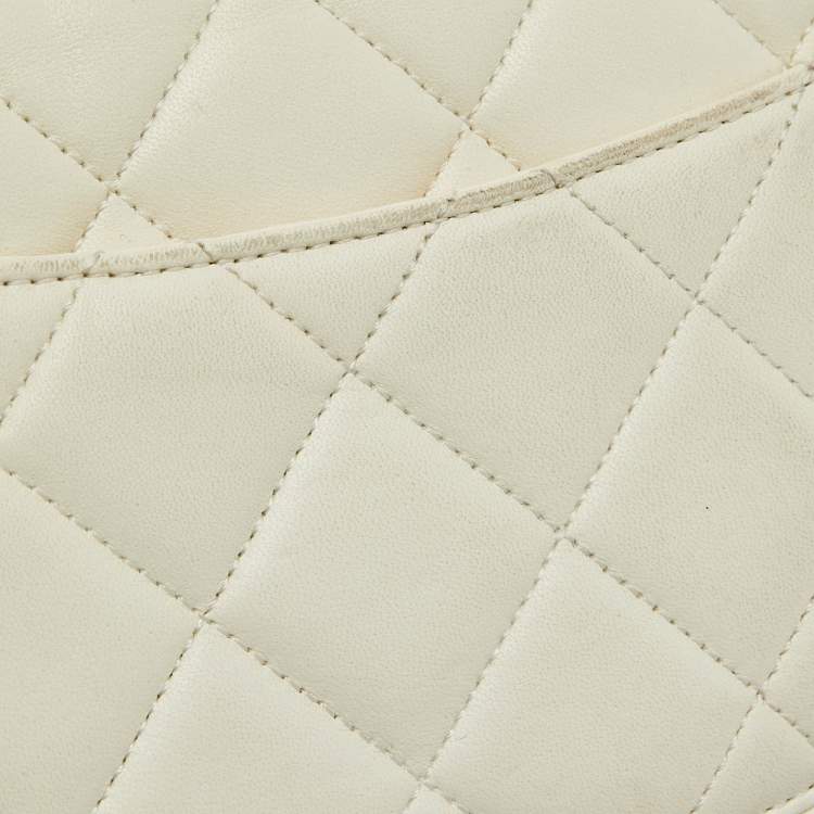 Pre Owned Chanel Off White Quilted Leather Small Trendy CC Flap Bag