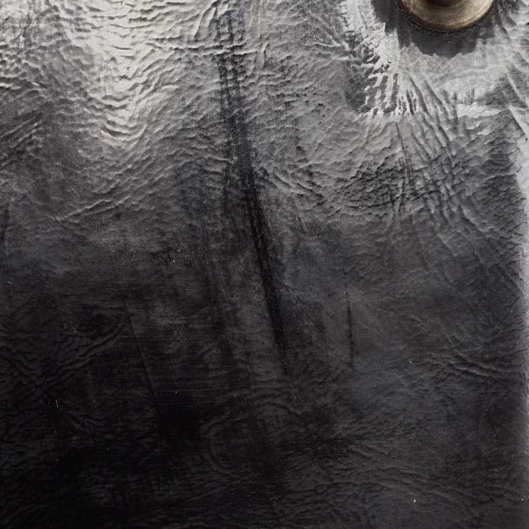 Pre Owned Chanel Black Python and Patent Leather Medium Boy Flap Bag