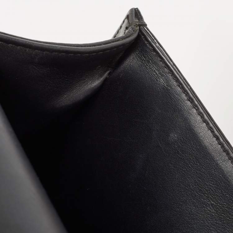 Pre Owned Chanel Black Python and Patent Leather Medium Boy Flap Bag