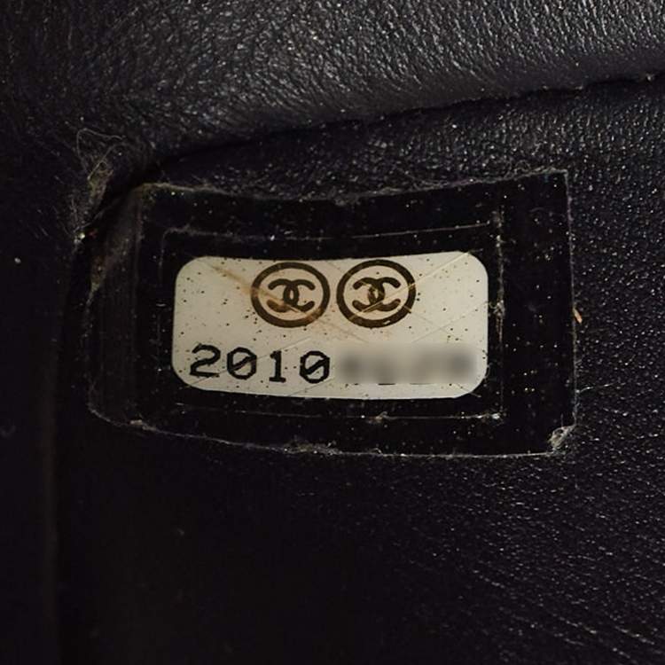 Pre Owned Chanel Black Python and Patent Leather Medium Boy Flap Bag