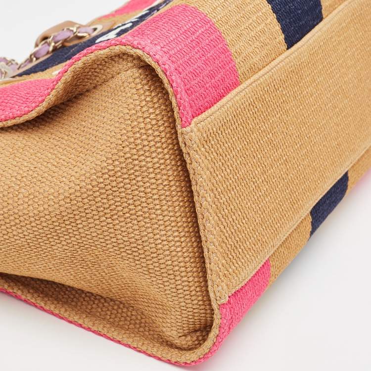 Pre Owned Chanel Multicolor Striped Straw Raffia Large Deauville Shopper Tote