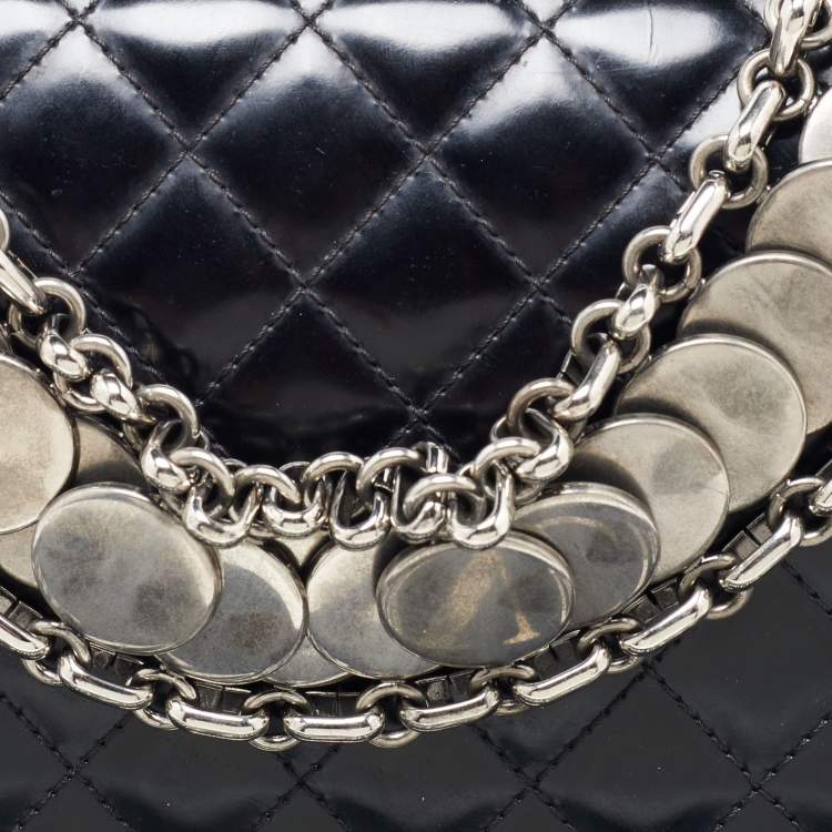 Pre Owned Chanel Black Quilted Patent Leather Medium Boy Bag