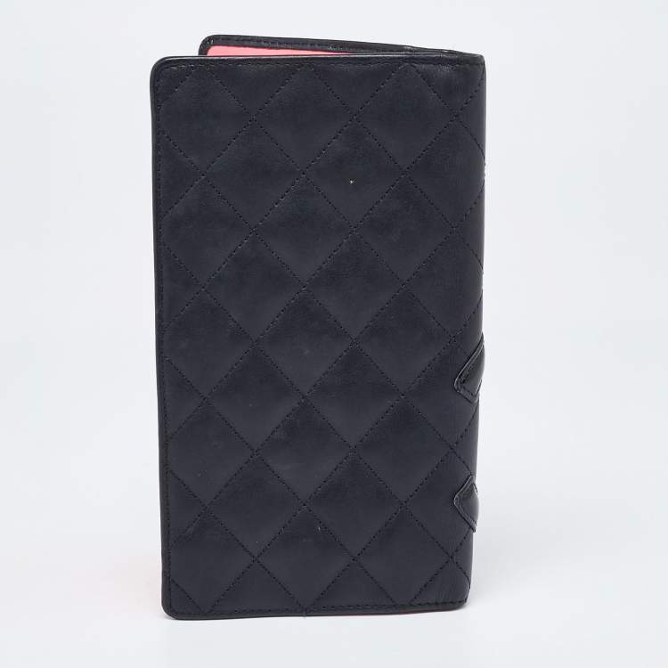 Pre Owned Chanel Black Quilted Leather Cambon Ligne Bifold Wallet