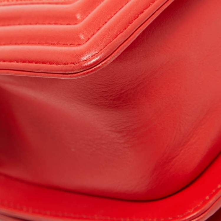 Pre Owned Chanel Red Stingray and Leather Small Boy Flap Bag