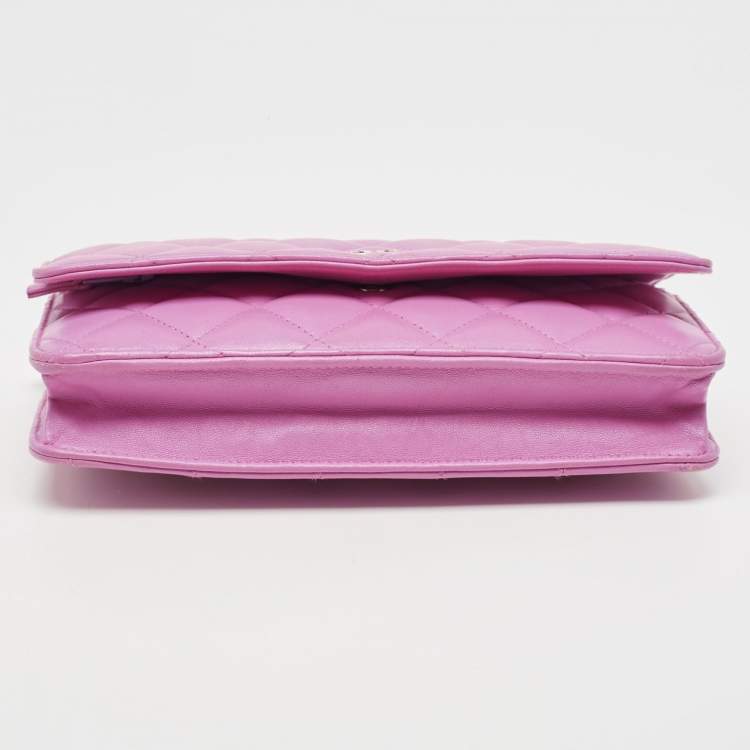 Pre Owned Chanel Purple Quilted Leather WOC Bag