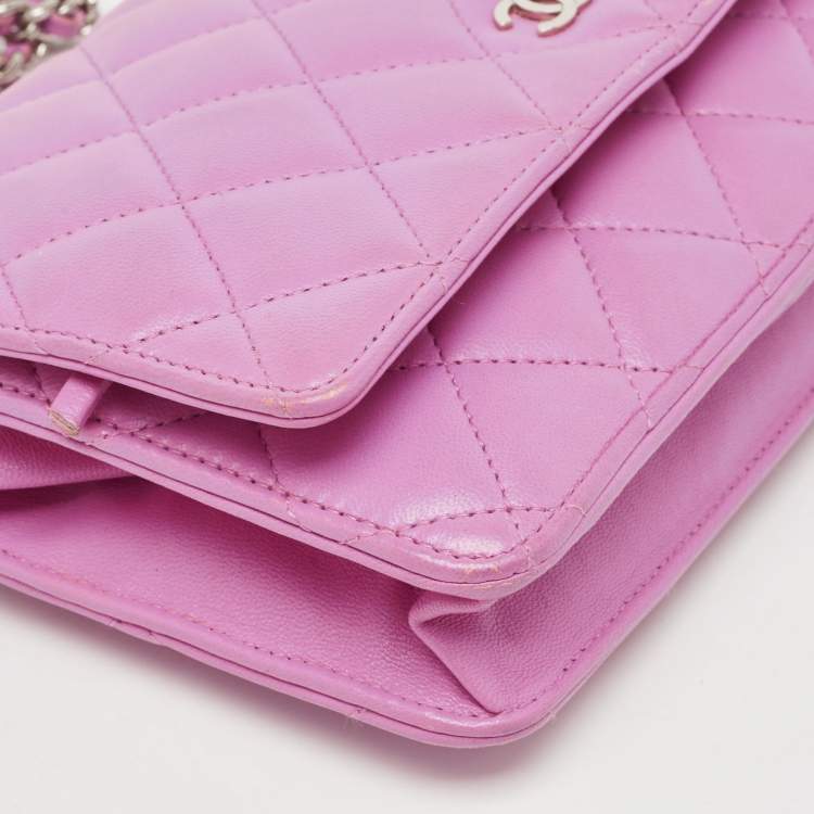 Pre Owned Chanel Purple Quilted Leather WOC Bag
