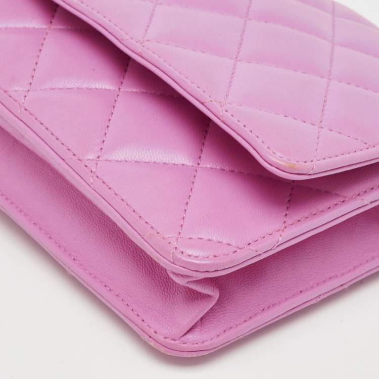 Pre Owned Chanel Purple Quilted Leather WOC Bag