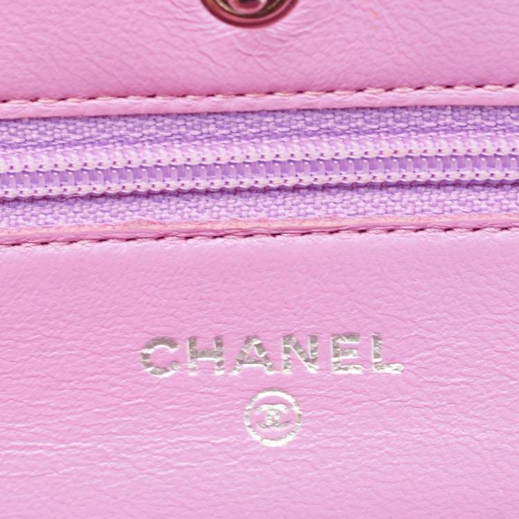 Pre Owned Chanel Purple Quilted Leather WOC Bag