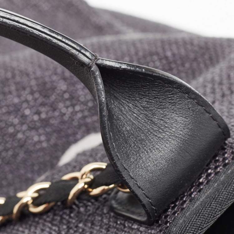 Pre Owned Chanel Black Raffia Large Deauville Tote