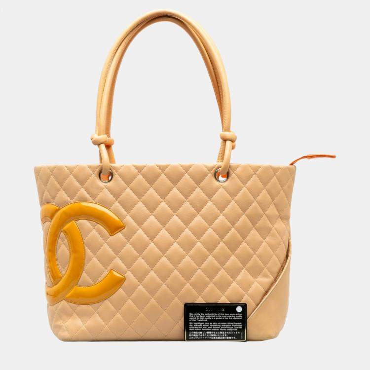 Pre Owned Chanel Orange Large Cambon Ligne Tote