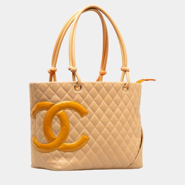 Pre Owned Chanel Orange Large Cambon Ligne Tote
