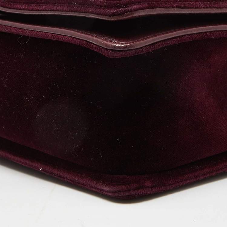 Pre Owned Chanel Burgundy Quilted Tweed,Leather and Velvet Medium Boy Flap Bag