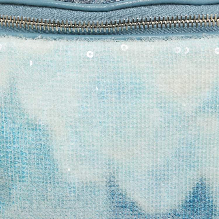 Pre Owned Chanel Light Blue Sequins Waterfall Belt Bag