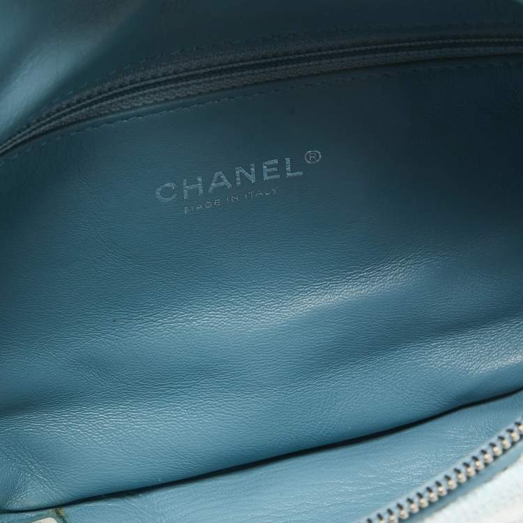 Pre Owned Chanel Light Blue Sequins Waterfall Belt Bag