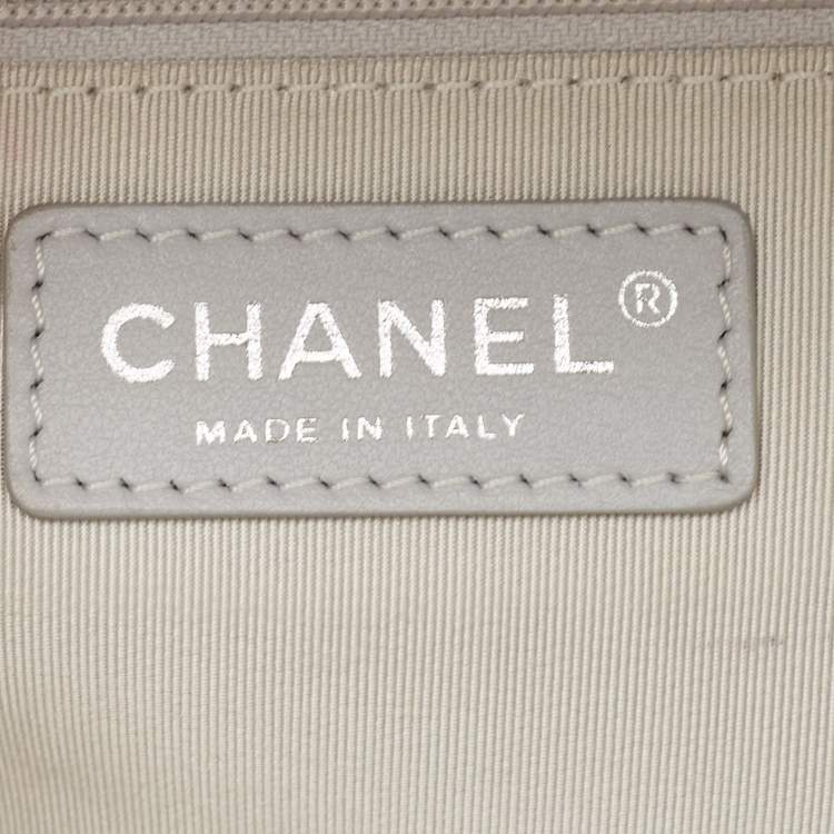 Pre Owned Chanel Metallic Grey Quilted Leather Airlines Round Trip Bowler Bag