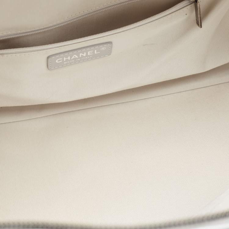 Pre Owned Chanel Metallic Grey Quilted Leather Airlines Round Trip Bowler Bag