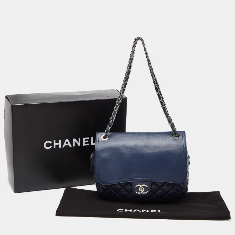 مملوكة مسبقًا Chanel Blue Quilted Aged Leather Flap Shoulder Bag