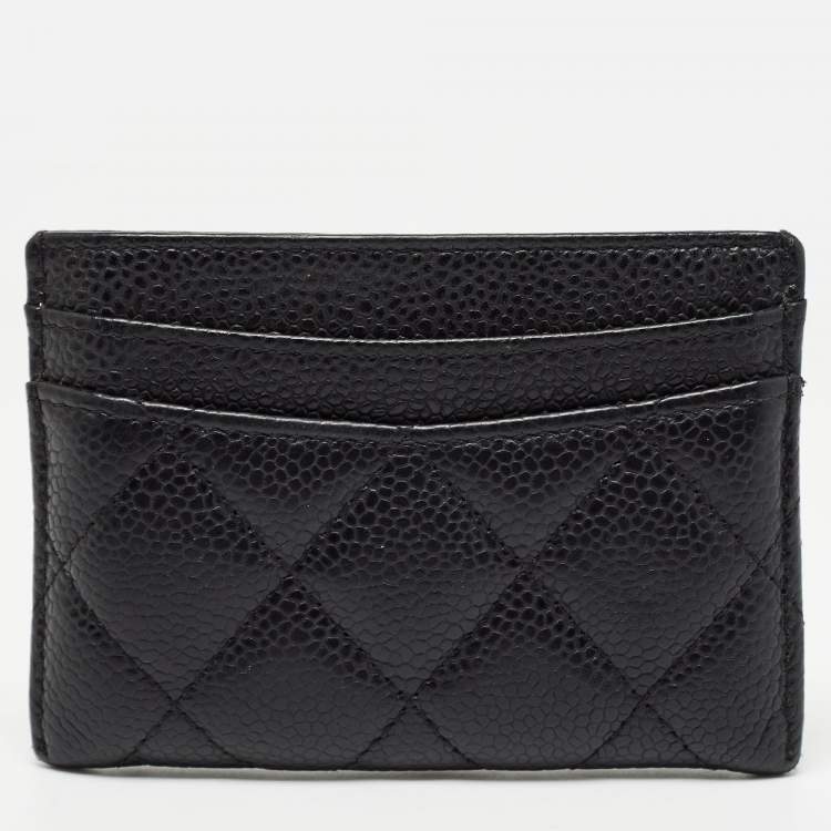 Pre Owned Chanel Black Caviar Leather Classic Card Holder