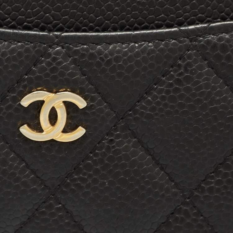 Pre Owned Chanel Black Caviar Leather Classic Card Holder