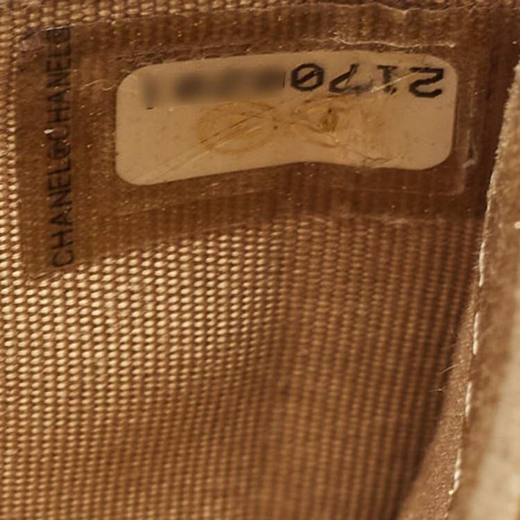 Pre Owned Chanel Gold Suede Camellia Embossed Classic Card Holder